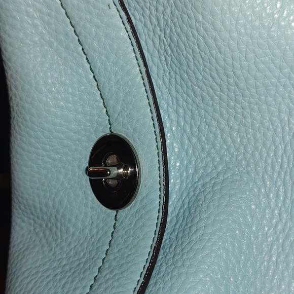 Coach Chelsea Vintage Turnlock Shoulderbag 8A39. Light Blue Full-grain Leather. - Picture 4 of 16